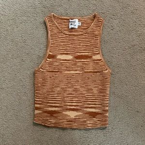 Sleeveless Knit Tank Top - Brown/orange